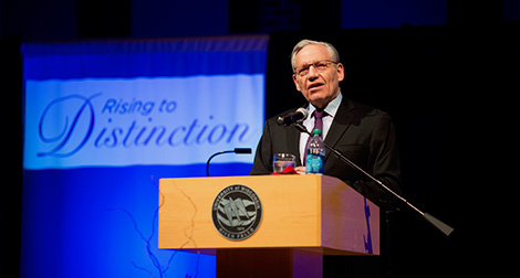 Journalist Bob Woodward speaks during an event held on campus
