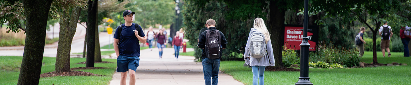 Students walk to class on the first day of the semester