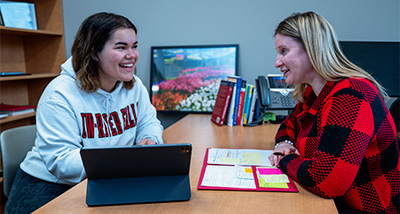 Honor student meets with academic advisor